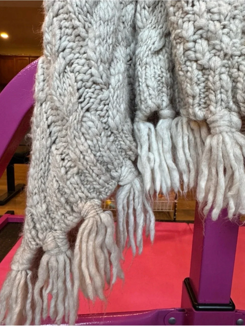 Mayoral girls boho fringe chunky knit open front vest sz 9